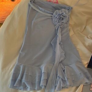 Elegant Blue Ruffled Women's Mini Going Out Dress